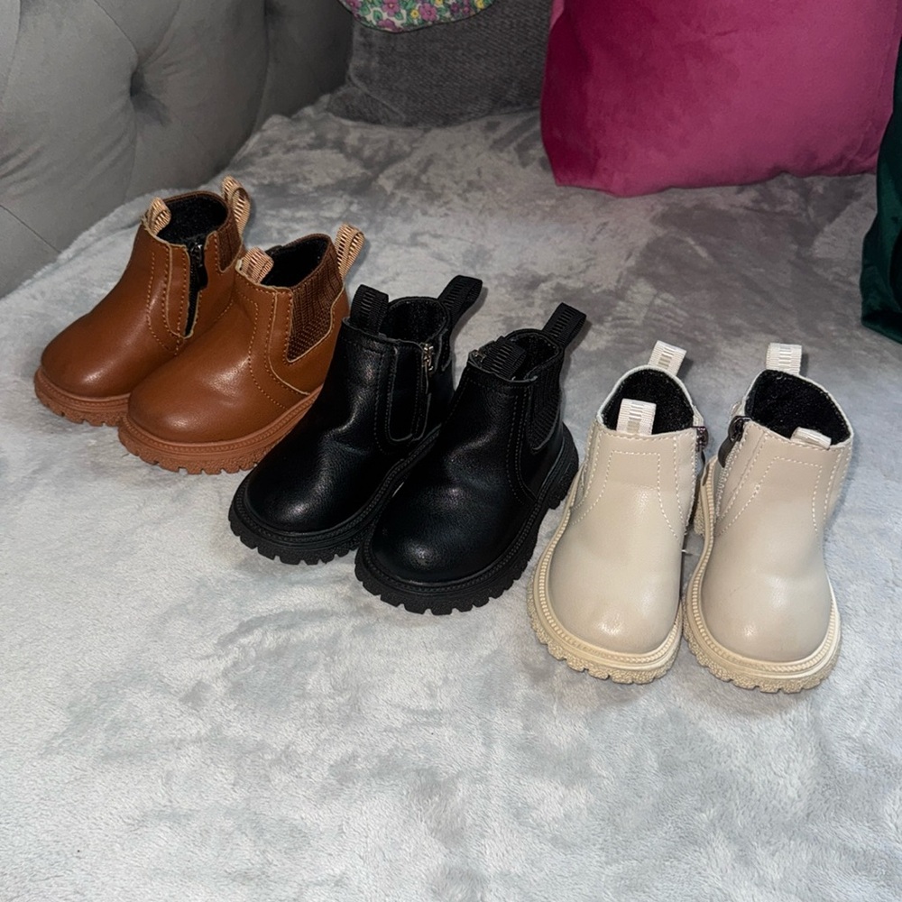 Brown, Black, & Cream Kids' Ankle Boots